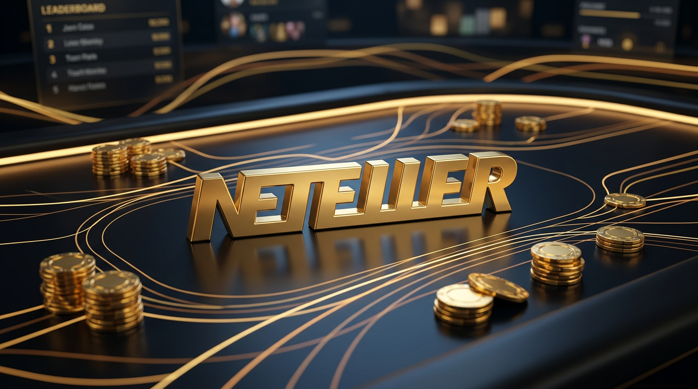 Zlaté logo Neteller v luxusním prostředí online kasina